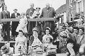 CHRISTOPHER LONG (behind his father's legs) - Dr AIDAN LONG - Unidentified - EMMA SOAMES - LADY CHURCHILL - HELEN LONG (née Vlasto) - Sir WINSTON CHURCHILL Westerham Carnival (early 1950s